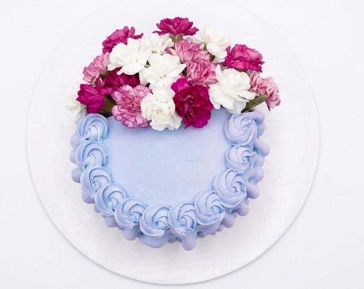 Edible Flower Semi Cake - Winnipeg artisan custom cake