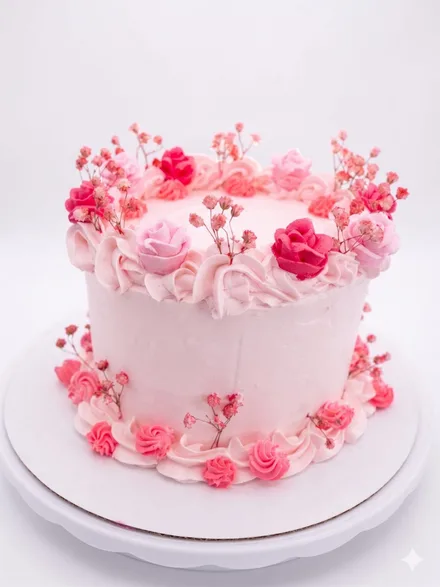 Bridal-shower rose vanilla custom cake